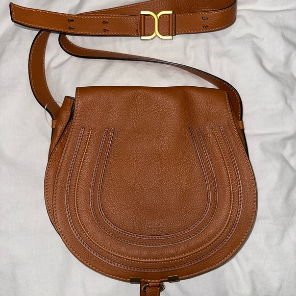 Chloe Medium Marcie Leather Crossbody Bag Tan - Picture 1 of 5